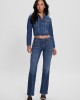Eco Mid-Rise Bootleg Cut Chain Denim Jeans in Dark Wash Eco Mid-Rise Bootleg Cut Chain Denim Jeans in Dark Wash