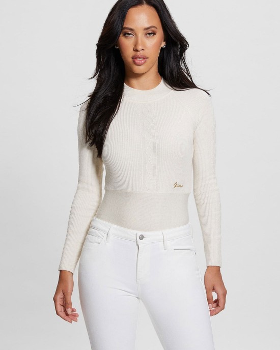 White Melodie Long Sleeve Knit Top