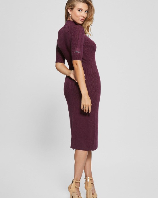 Maroon Arielle Knit Midi Dress Maroon Arielle Knit Midi Dress