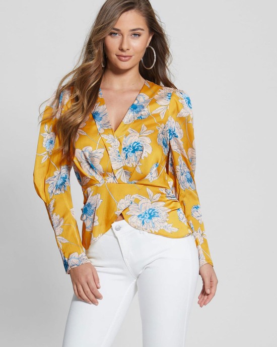 Golden Bloom Print Lorenza Top Golden Bloom Print Lorenza Top