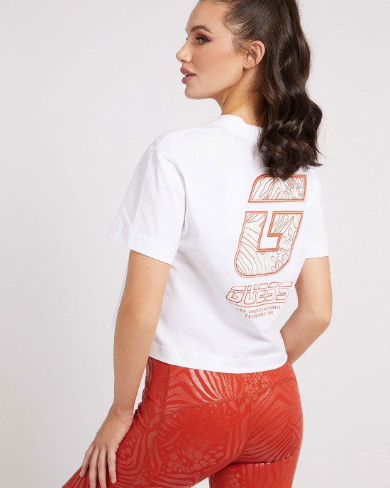 Eco White Caitlyn Active Crop T-Shirt