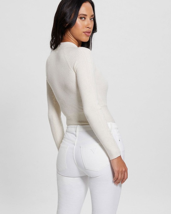 White Melodie Long Sleeve Knit Top