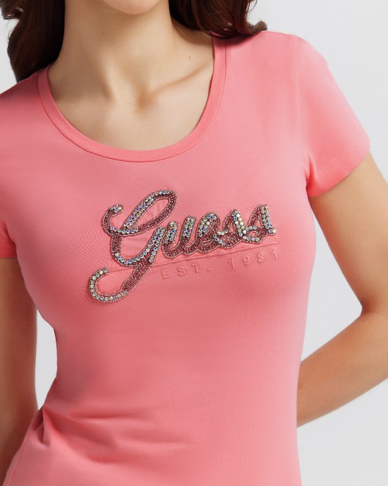 Eco Pink Rhinestone Logo T-Shirt Eco Pink Rhinestone Logo T-Shirt