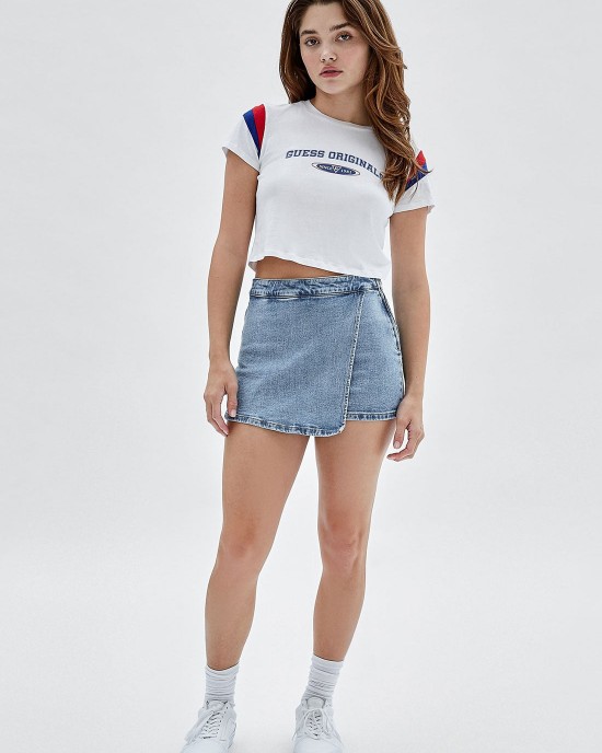 Guess Originals White Natashia Crop Baby T-Shirt Guess Originals White Natashia Crop Baby T-Shirt