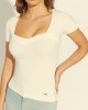 Eco Cream White Isabella Rib Knit Top Eco Cream White Isabella Rib Knit Top