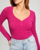 Eco Magenta Raylynn Rib Henley Top Eco Magenta Raylynn Rib Henley Top