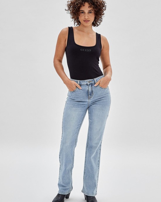 Guess Originals High-Rise Bootcut Denim Jeans In Leo Light Wash Guess Originals High-Rise Bootcut Denim Jeans In Leo Light Wash