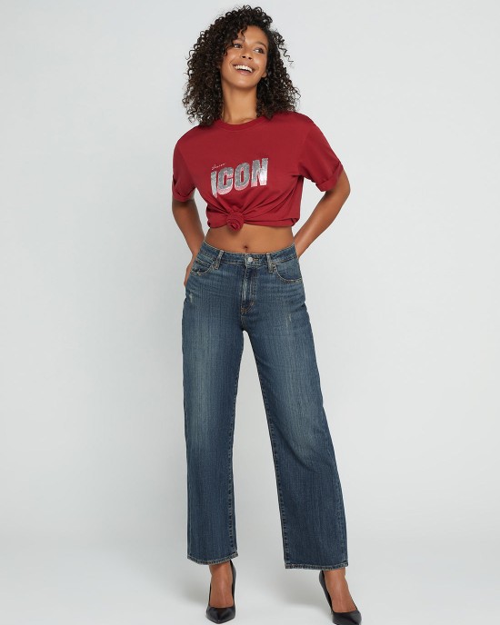 Eco High-Rise 90s Boyfriend Denim Jeans In Waterton Blue Wash Eco High-Rise 90s Boyfriend Denim Jeans In Waterton Blue Wash