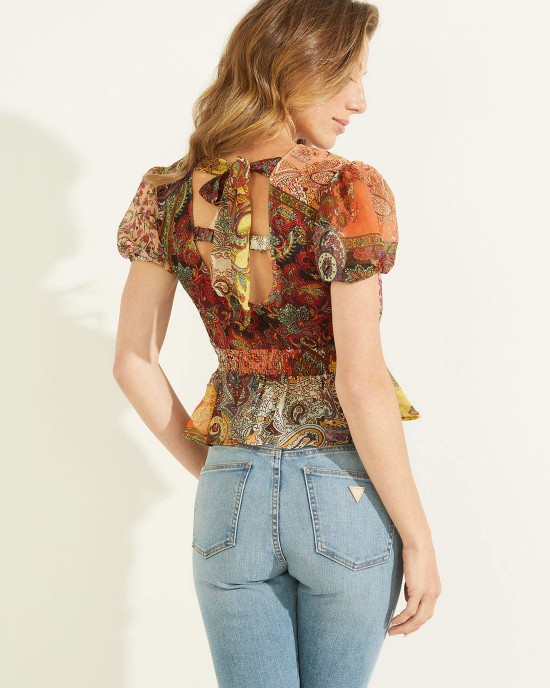 Eco Paisley Print Lila Top Eco Paisley Print Lila Top
