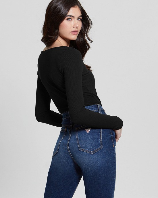 Eco Black Karlee Long Sleeve Henley T-Shirt Eco Black Karlee Long Sleeve Henley T-Shirt