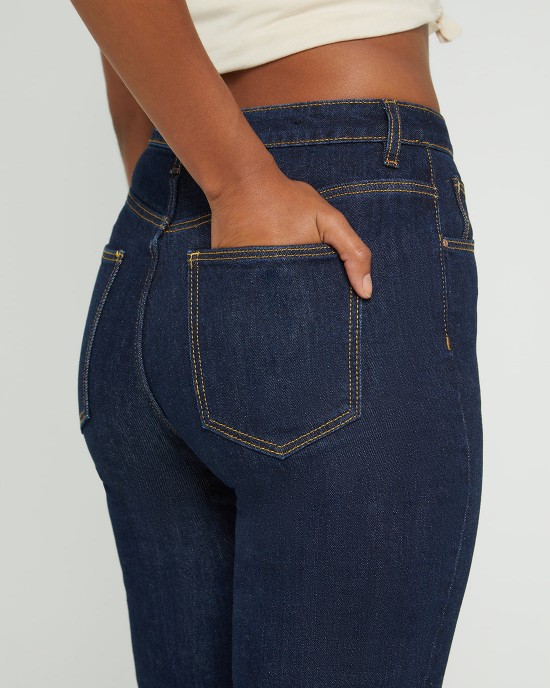 High-Rise Straight Leg Mom Denim Jeans In Authentic Dark Wash High-Rise Straight Leg Mom Denim Jeans In Authentic Dark Wash