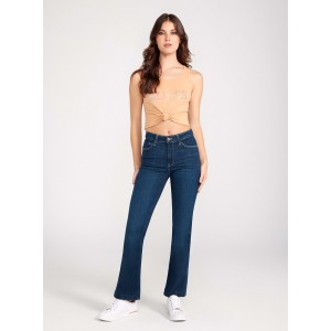 Mid-Rise Sexy Bootleg Cut Denim Jeans In Dark Wash