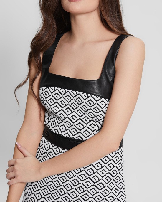 White Black Logo Adele Mini Dress White Black Logo Adele Mini Dress