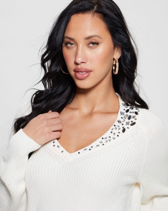 White Davina Long Sleeve Knit Top White Davina Long Sleeve Knit Top