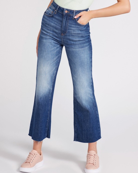 High-Rise Ankle Wide Leg Denim Jeans In Feel Free Wash High-Rise Ankle Wide Leg Denim Jeans In Feel Free Wash