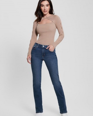 Beige Long Sleeve Sequin Knit Top