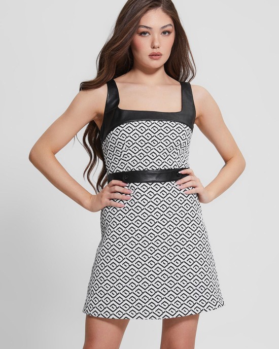 White Black Logo Adele Mini Dress White Black Logo Adele Mini Dress