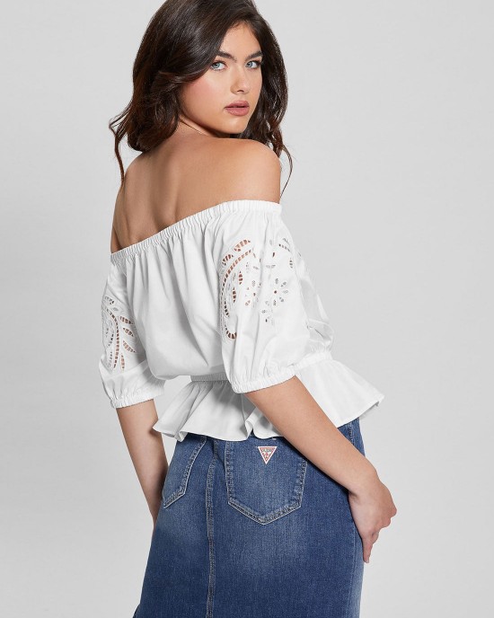 White Embroidered Lazo Top White Embroidered Lazo Top