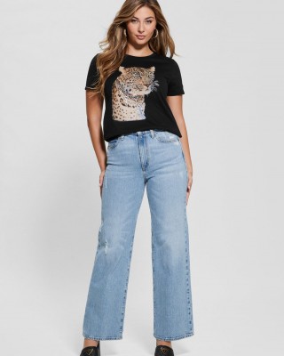 Black Short Sleeve Leopard Jewel T-Shirt