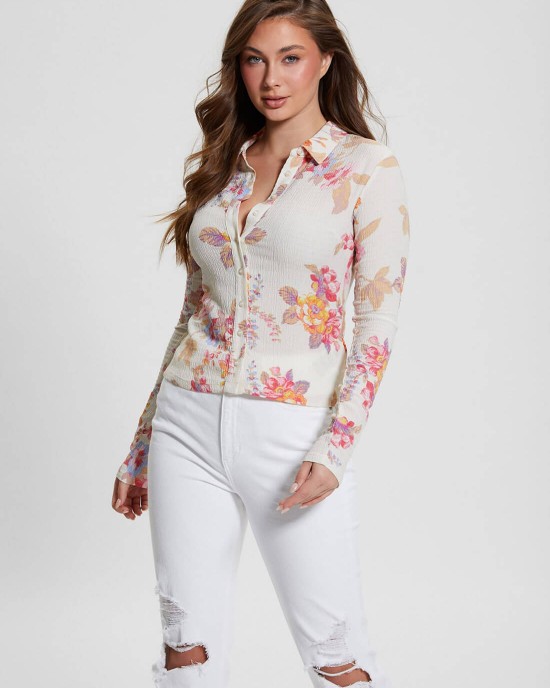 White Floral Tessa Long Sleeve Top White Floral Tessa Long Sleeve Top