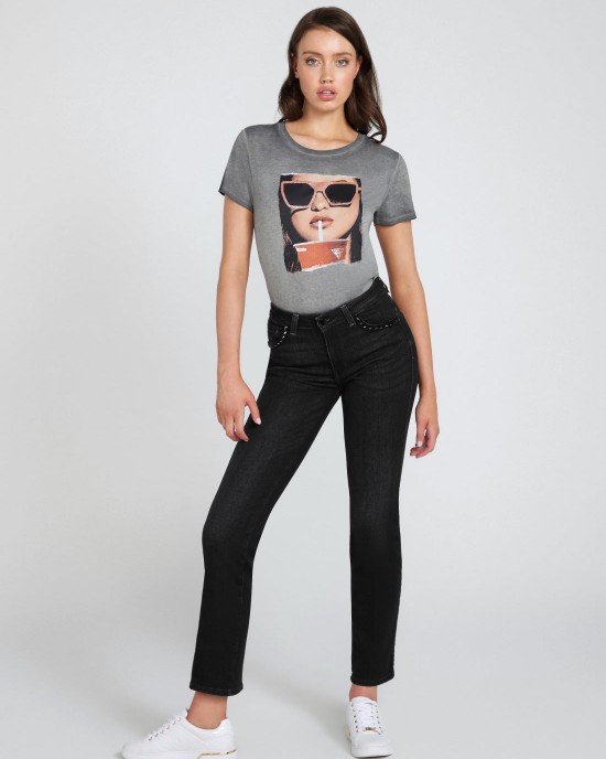 High-Rise Sexy Straight Leg Denim Jeans In Orbit Wash High-Rise Sexy Straight Leg Denim Jeans In Orbit Wash