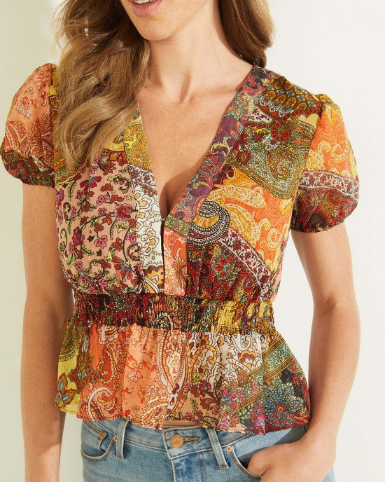 Eco Paisley Print Lila Top Eco Paisley Print Lila Top