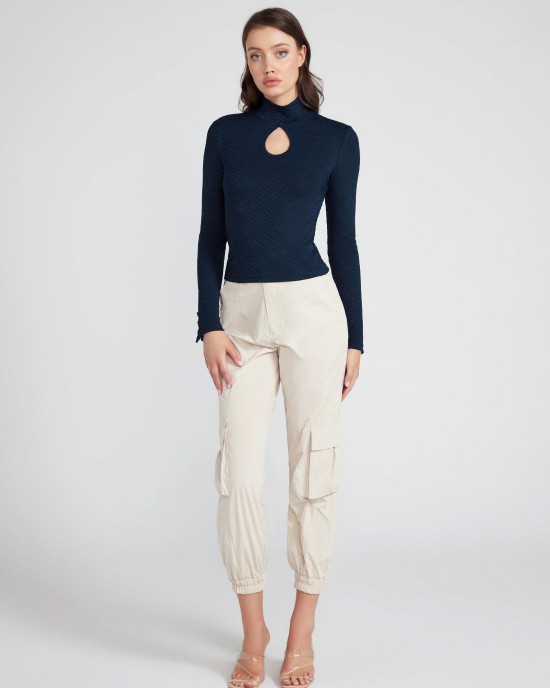 Navy Blue Clio Long Sleeve Top
