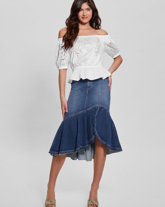 White Embroidered Lazo Top White Embroidered Lazo Top