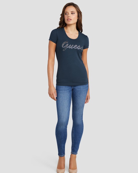 Eco Blackened Blue Adriana Logo T-Shirt Eco Blackened Blue Adriana Logo T-Shirt
