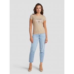 Eco Beige Crystal Logo T-Shirt