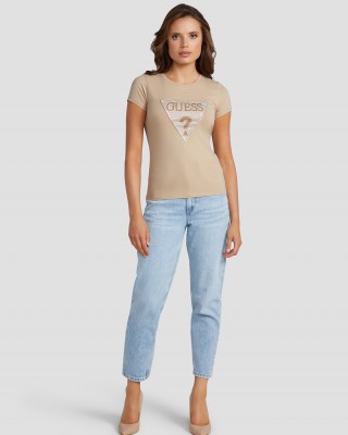 Eco Beige Crystal Logo T-Shirt