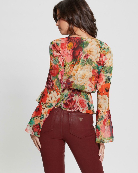 Floral Print Long Sleeve Demi Top Floral Print Long Sleeve Demi Top