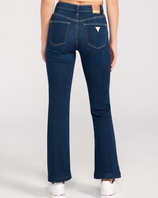 Mid-Rise Sexy Bootleg Cut Denim Jeans In Dark Wash Mid-Rise Sexy Bootleg Cut Denim Jeans In Dark Wash