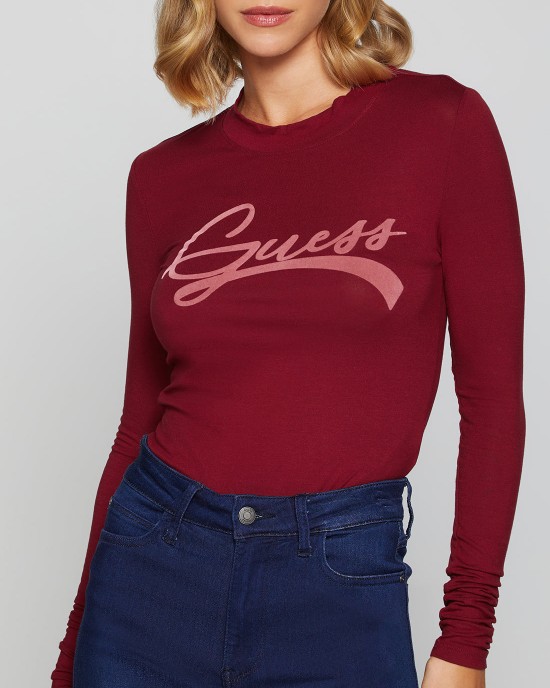 Eco Red Alexandra Logo Bodysuit Top Eco Red Alexandra Logo Bodysuit Top
