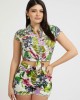 Palm Print Classic Western Front Tie Crop Top Palm Print Classic Western Front Tie Crop Top
