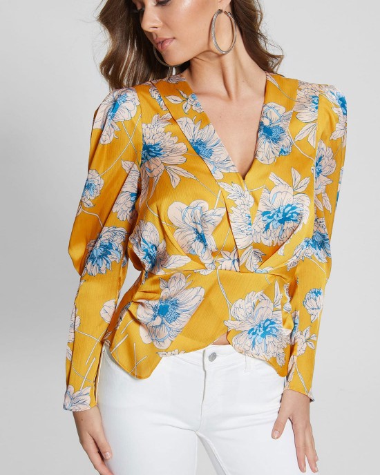 Golden Bloom Print Lorenza Top Golden Bloom Print Lorenza Top