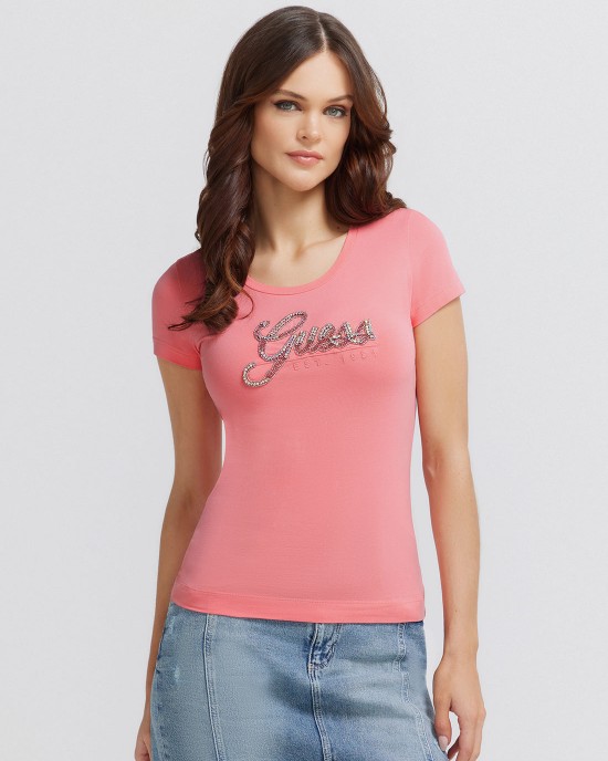 Eco Pink Rhinestone Logo T-Shirt Eco Pink Rhinestone Logo T-Shirt