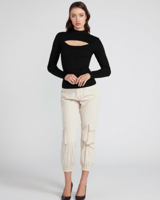 Black Clarita Cut-Out Knit Top