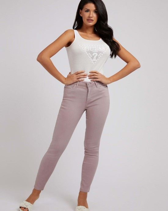 Mid-Rise Curvy Fit Skinny Denim Jeans In Rose Taupe Mid-Rise Curvy Fit Skinny Denim Jeans In Rose Taupe
