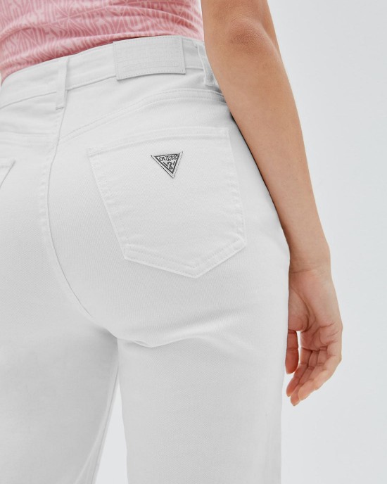 Guess Originals High-Rise Straight Leg Mom Denim Jeans In Ecru Wash Guess Originals High-Rise Straight Leg Mom Denim Jeans In Ecru Wash