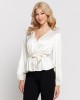 Eco White Juley Long Sleeve Front Tie Top Eco White Juley Long Sleeve Front Tie Top