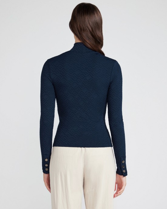 Navy Blue Clio Long Sleeve Top