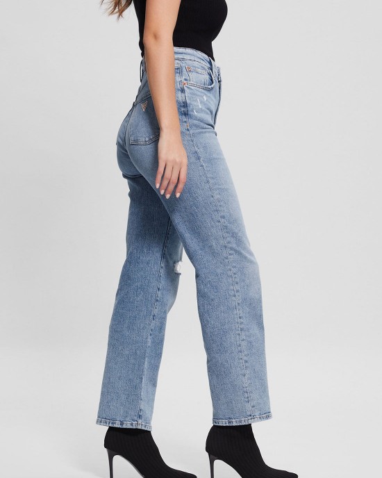Eco High-Rise Melrose Wide Leg Denim Jeans In Target Blue Wash Eco High-Rise Melrose Wide Leg Denim Jeans In Target Blue Wash