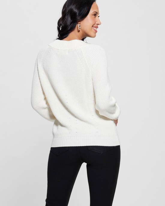 White Davina Long Sleeve Knit Top White Davina Long Sleeve Knit Top