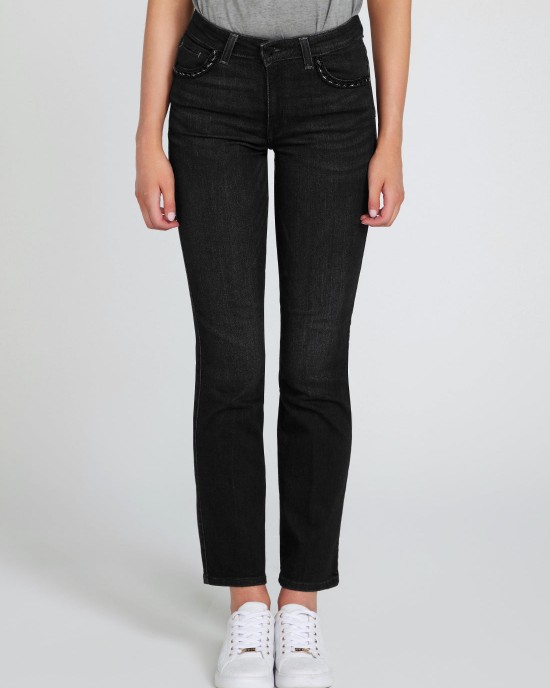 High-Rise Sexy Straight Leg Denim Jeans In Orbit Wash High-Rise Sexy Straight Leg Denim Jeans In Orbit Wash