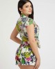 Palm Print Classic Western Front Tie Crop Top Palm Print Classic Western Front Tie Crop Top