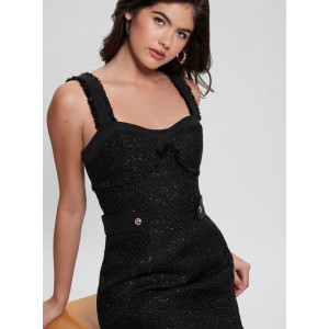 Black Clarissa Metallic Tweed Mini Dress