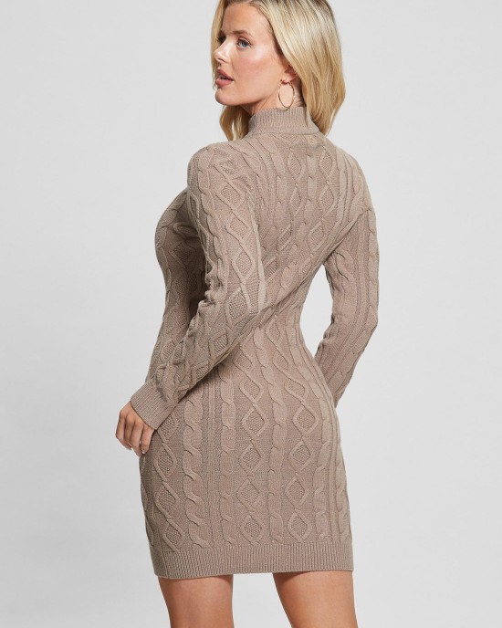 Taupe Brown Sera Knit Mini Dress Taupe Brown Sera Knit Mini Dress