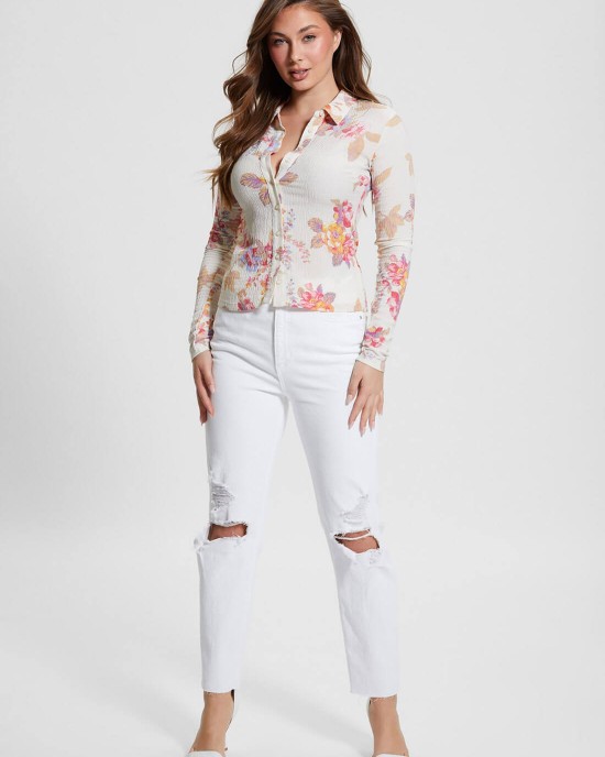 White Floral Tessa Long Sleeve Top White Floral Tessa Long Sleeve Top