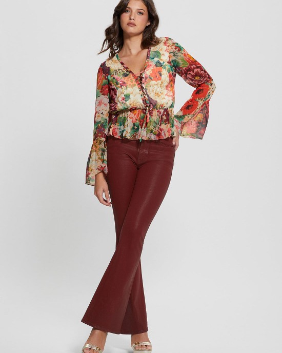 Floral Print Long Sleeve Demi Top Floral Print Long Sleeve Demi Top